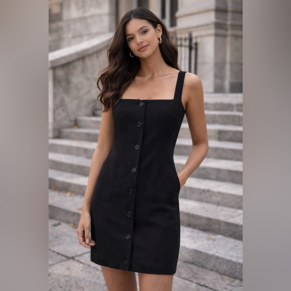 Loulou Studio Idon 100% Virgin Wool Black Mini Dress L Parisian Sheath - Picture 13 of 13